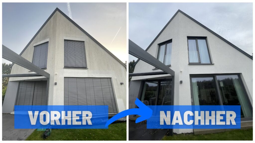 Vorher-nachher-Vergleich der Fassadenreinigung in Nürnberg