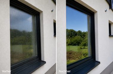 Fensterreinigung Nürnberg – Kosten & Ergebnis Vorher-Nachher-Ergebnis einer Fensterreinigung in Nürnberg zur transparenten Preisermittlung